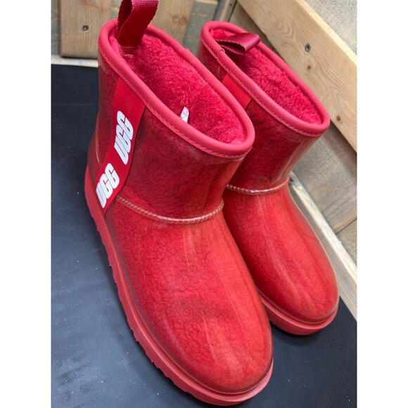 Ugg Womens Classic Mini Platform Boots Red Shearling Size 9 - Picture 2 of 9